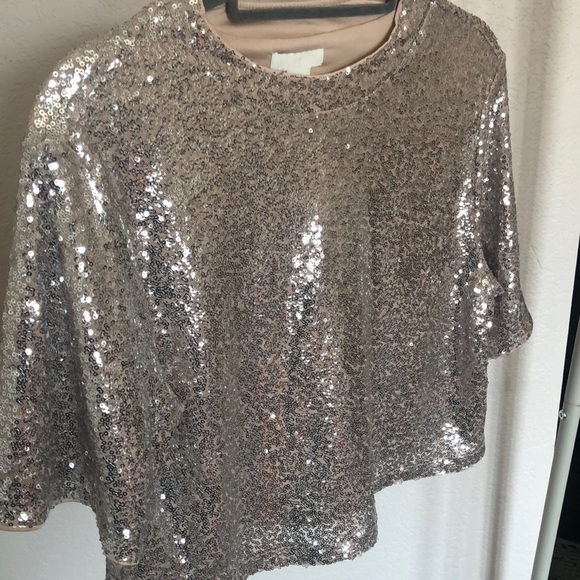 H&M Tops - SOLD ~ Rosegold Oversized Crop Party Top
